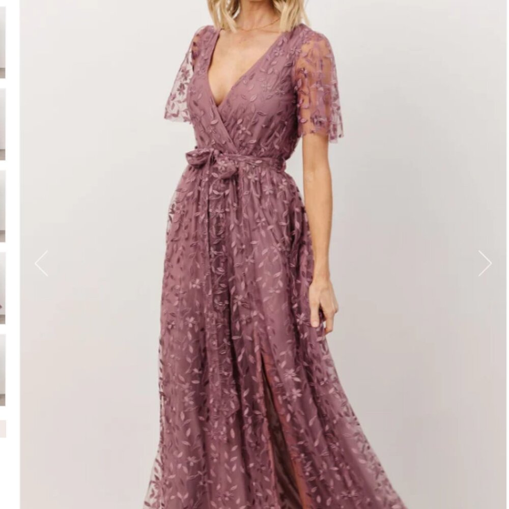 Baltic Born Marseille Embossed Maxi Dress in Orchid-EUC